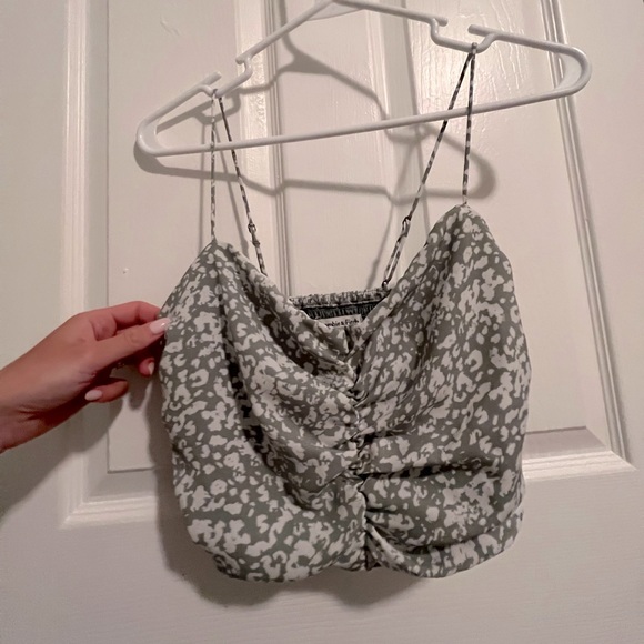 Abercrombie & Fitch Tops - Sage Green Print Ruched Crop Top - Abercrombie (Size S)